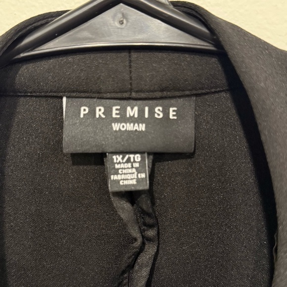 Premise Woman Relaxed Blazer Cardigan with Rouched Sleeves Size 1XL Black - Picture 4 of 5
